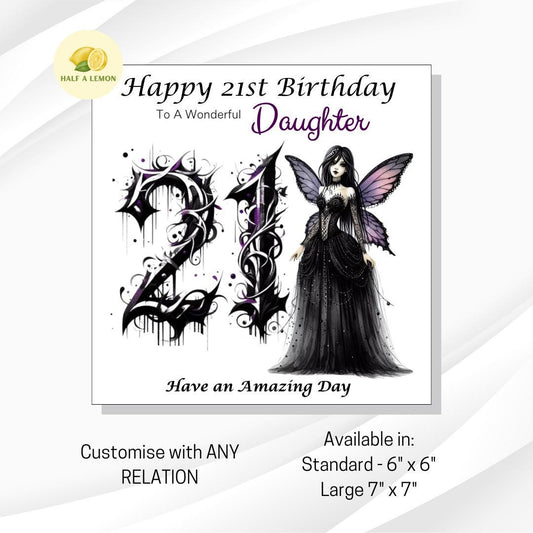 21st Birthday card, ANY Relation, Daughter, Granddaughter, Niece, Sister, Great Granddaughter, gift, Gothic 21st Birthday card for her,