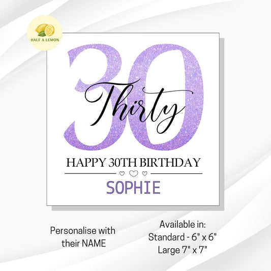30th Birthday Card, 30th Birthday Card For Her, Happy 30th Birthday Card Friend, Thirty, 30th Birthday Gift, Best Friend, Sister, Niece,