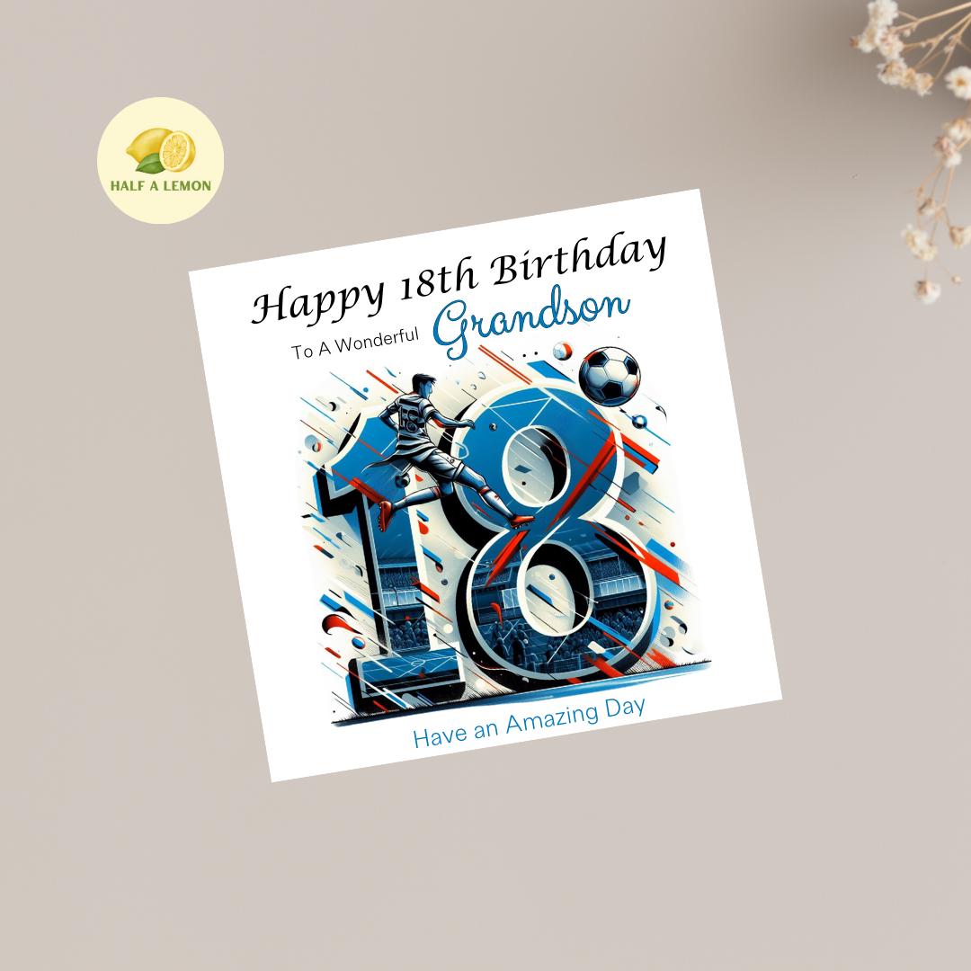 18th Birthday Card, 18th Birthday Card Son, Son Birthday Card, Grandson, Brother Birthday Card, Nephew, Football, 18th Birthday Gift,