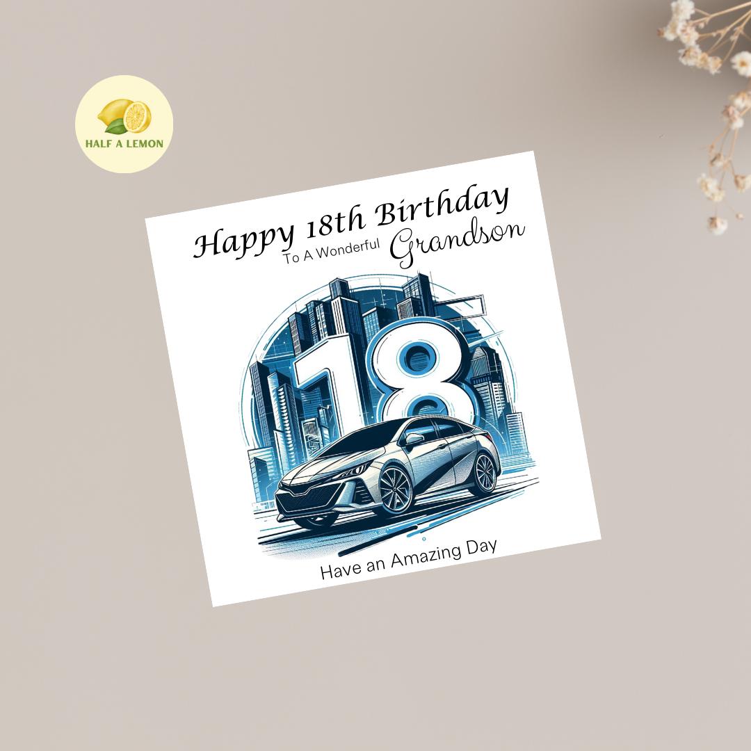 18th Birthday Card, 18th Birthday Card Son, Son Birthday Card, Grandson, Brother Birthday Card, Nephew, Car Themed, 18th Birthday Gift