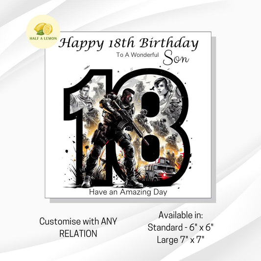18th Birthday card for Son, also for Great Grandson, Grandson, Great Nephew, Nephew, Brother, Video Game themed Birthday card, 18th gift,