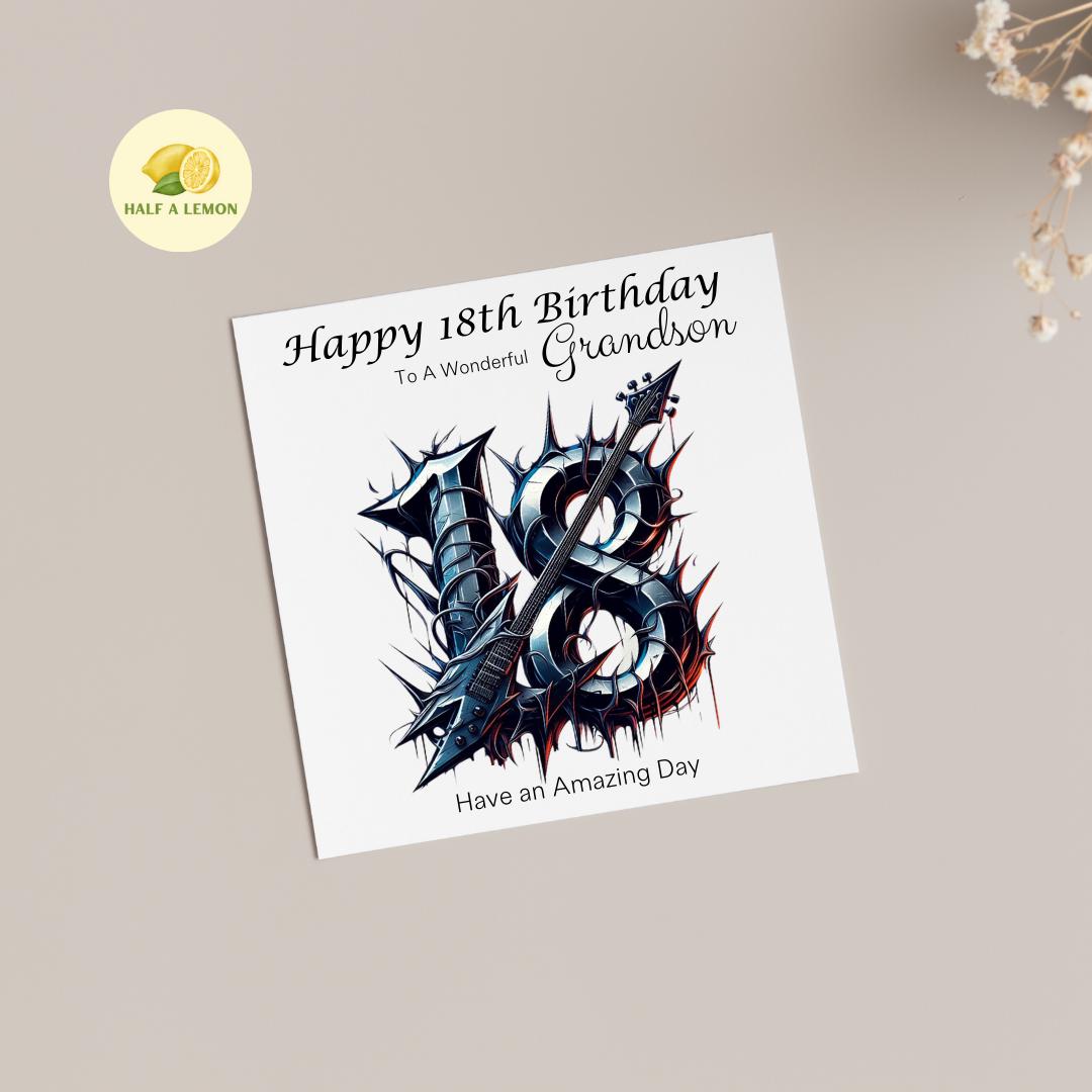 18th Birthday Card, 18th Birthday Card Son, Son Birthday Card, Grandson, Brother Birthday Card, Nephew, Metal Music, 18th Birthday Gift,