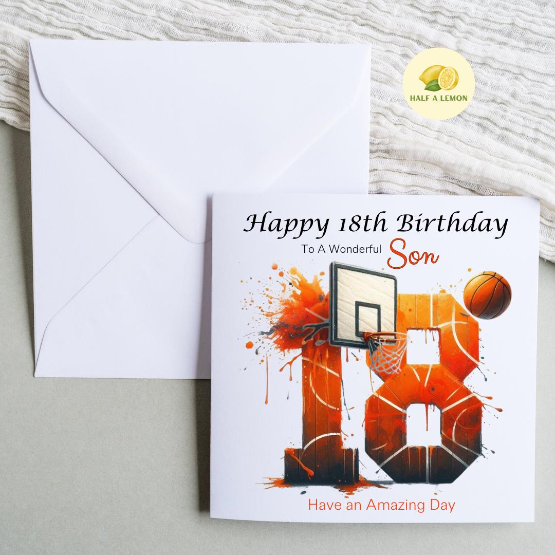18th Birthday Card, 18th Birthday Card Son, Son Birthday Card, Grandson, Brother, Nephew Birthday Card, Basketball, 18th Birthday Gift,