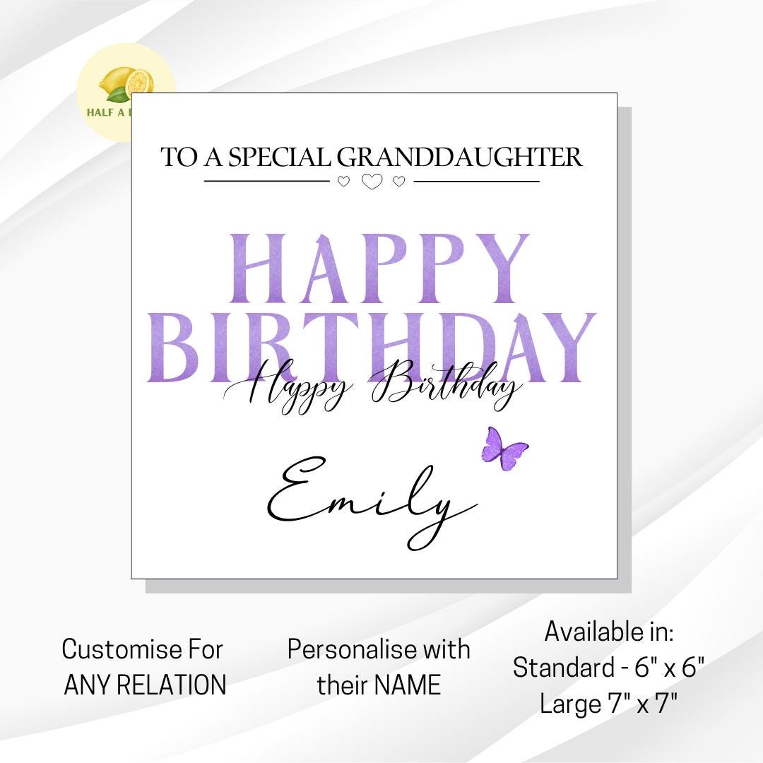 Granddaughter Birthday Card, Birthday Card, For ANY Relation, Personalised Birthday Gift, For Her, Granddaughter Card, Adult Granddaughter,