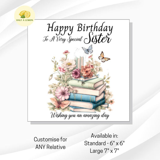 Sister Birthday Card, Birthday Card For Sister, Birthday Gift Sister, Sister Birthday Gift, Book Lover Birthday card, Birthday Gift For Her,
