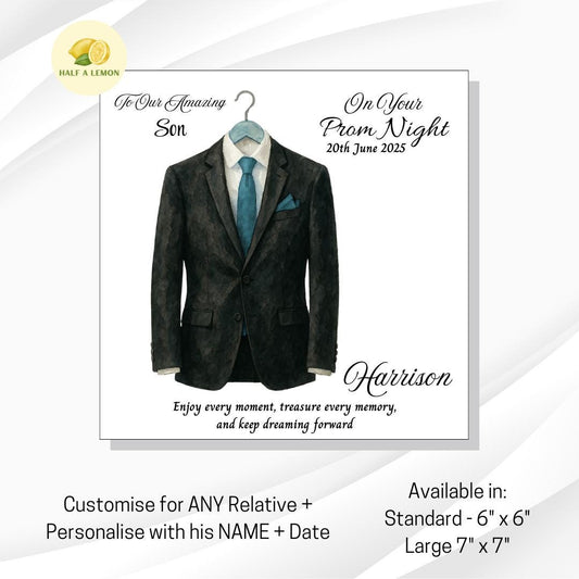 Prom Card for Grandson, Personalised Son Prom Card, Prom Card for Nephew, Turquoise Tie, for Boyfriend, Friend, Prom Gift, Prom Night,