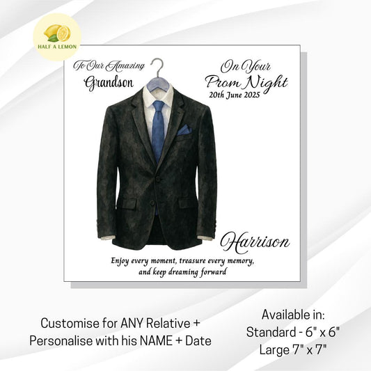 Prom Card for Grandson, Personalised Son Prom Card, Prom Card for Nephew, Gold Tie, for Boyfriend, Friend, Escort, Prom Gift, Prom Night,