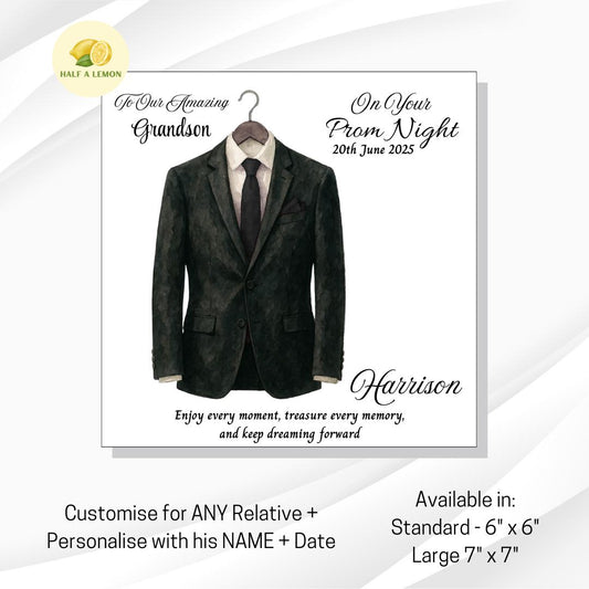 Prom Card for Grandson, Personalised Son Prom Card, Prom Card for Nephew, Black Tie, for Boyfriend, Friend, Escort, Prom Gift, Prom Night,