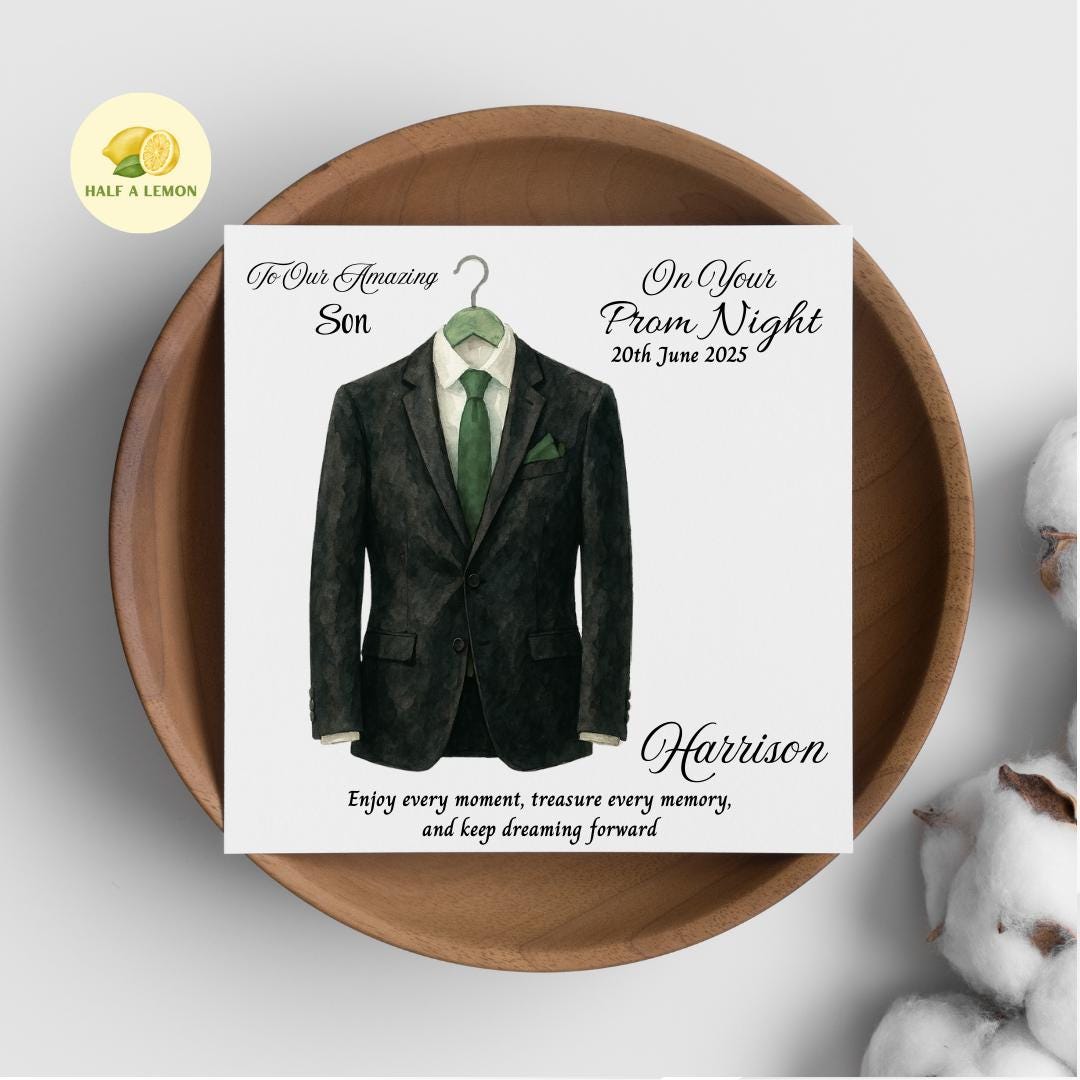 Prom Card for Son, Personalised Grandson Prom Card, Prom Card for Nephew, Green Tie, for Boyfriend, Friend, Escort, Prom Gift, Prom Night,