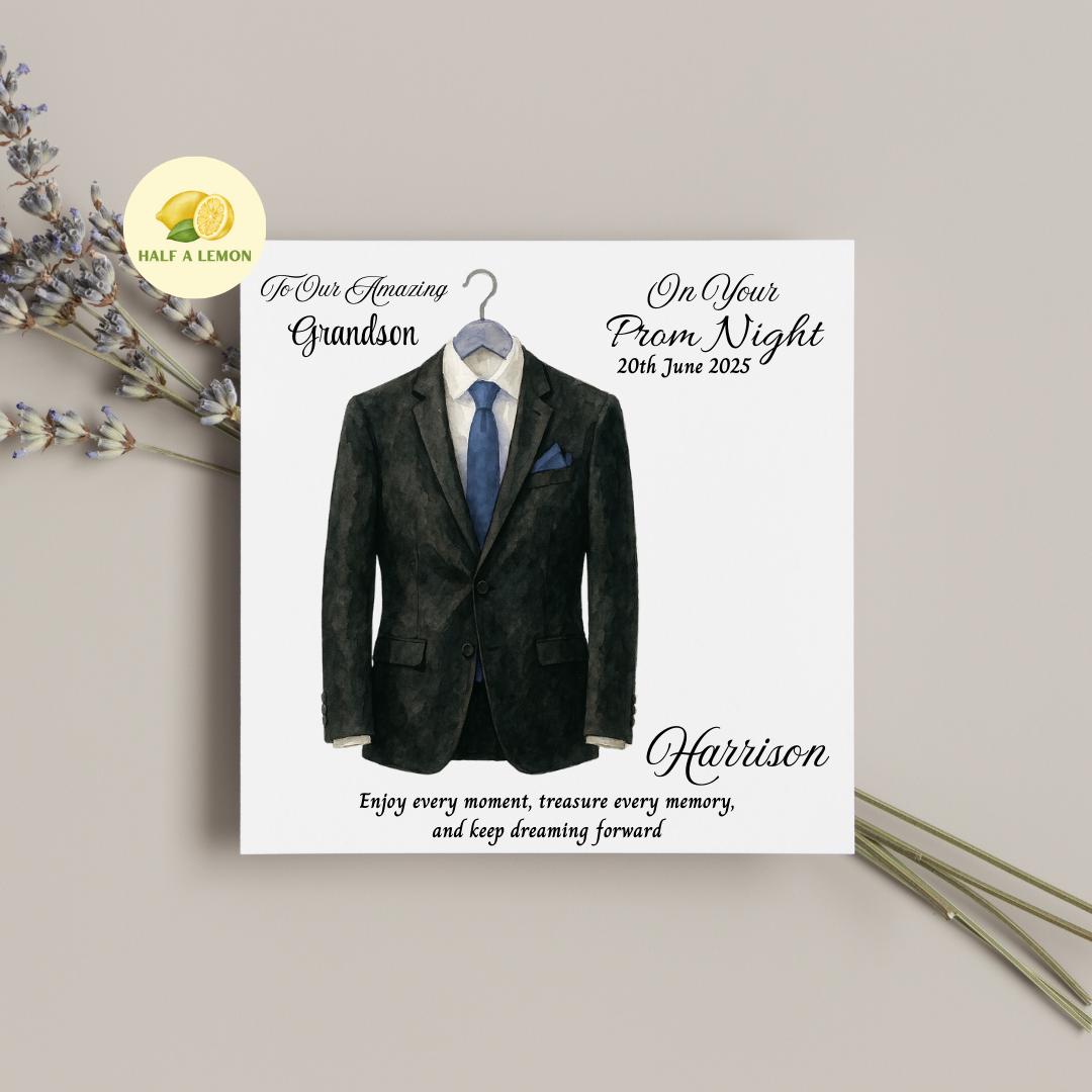 Prom Card for Grandson, Personalised Son Prom Card, Prom Card for Nephew, Gold Tie, for Boyfriend, Friend, Escort, Prom Gift, Prom Night,