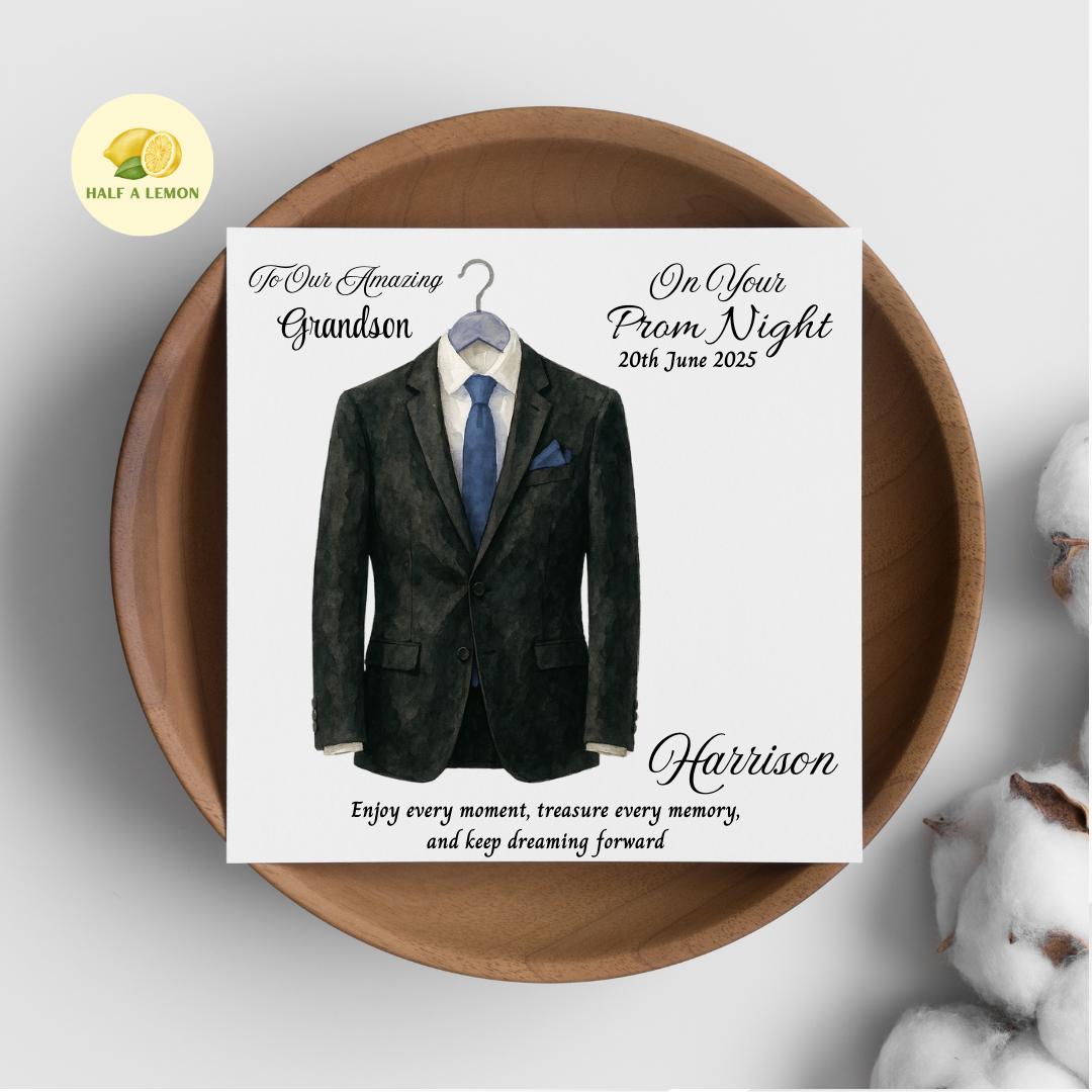 Prom Card for Grandson, Personalised Son Prom Card, Prom Card for Nephew, Gold Tie, for Boyfriend, Friend, Escort, Prom Gift, Prom Night,