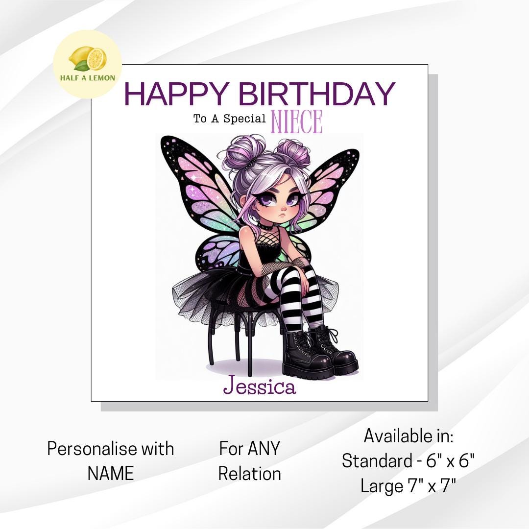 Niece Birthday Card, Personalised Niece Birthday Card,  Birthday Card Girl, Niece Birthday Gift, Special Niece Birthday Card, Grunge Fairy,
