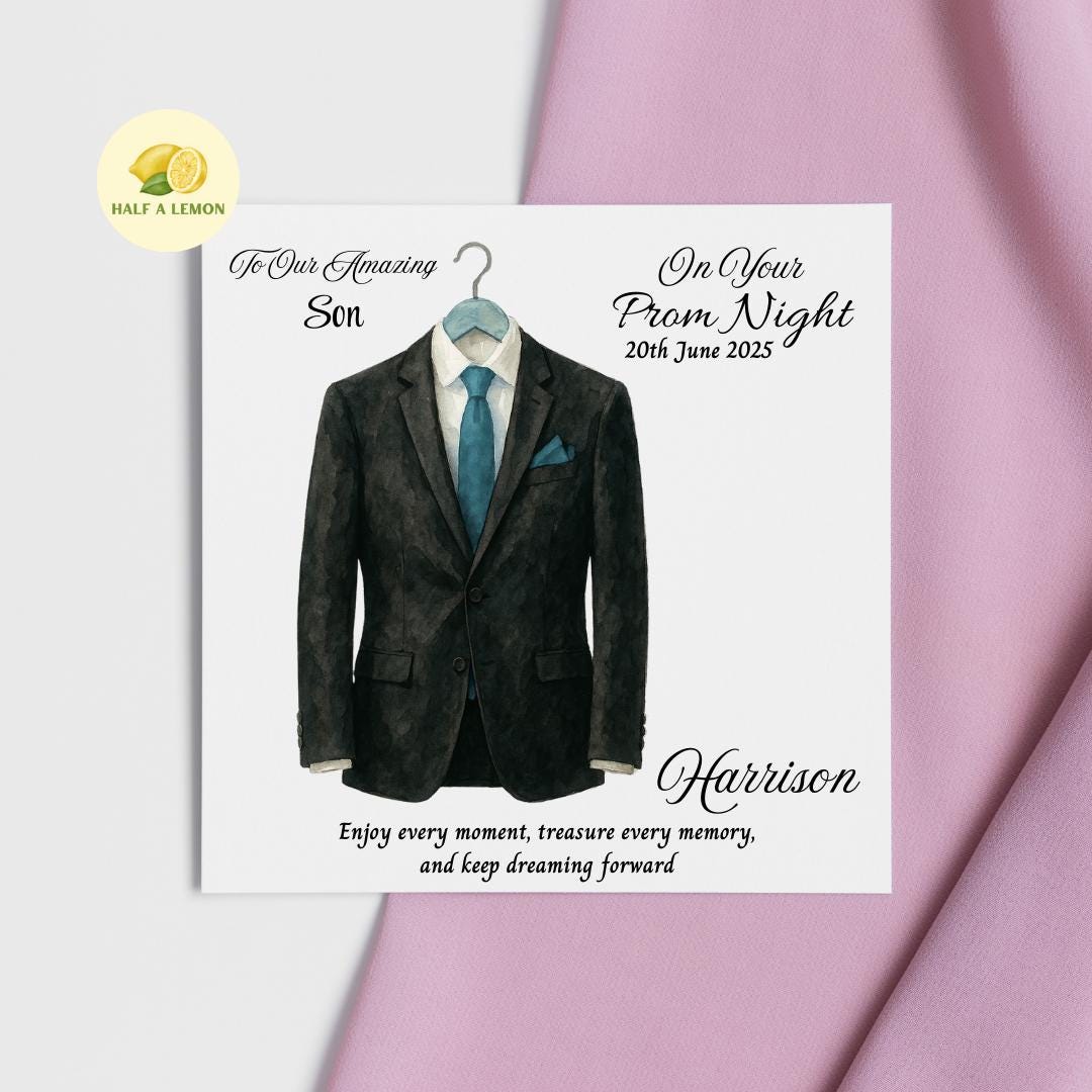 Prom Card for Grandson, Personalised Son Prom Card, Prom Card for Nephew, Turquoise Tie, for Boyfriend, Friend, Prom Gift, Prom Night,
