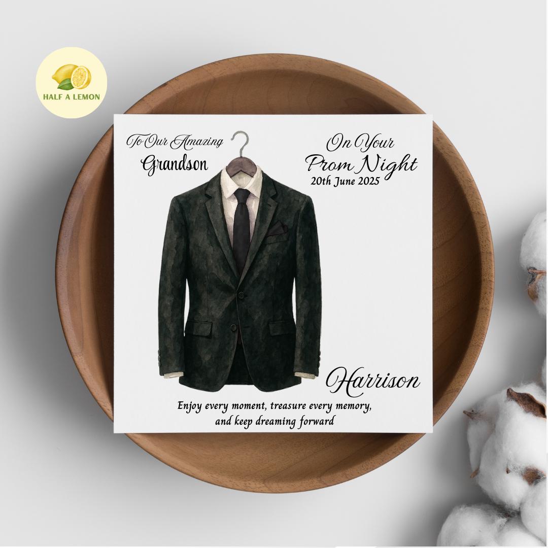 Prom Card for Grandson, Personalised Son Prom Card, Prom Card for Nephew, Black Tie, for Boyfriend, Friend, Escort, Prom Gift, Prom Night,