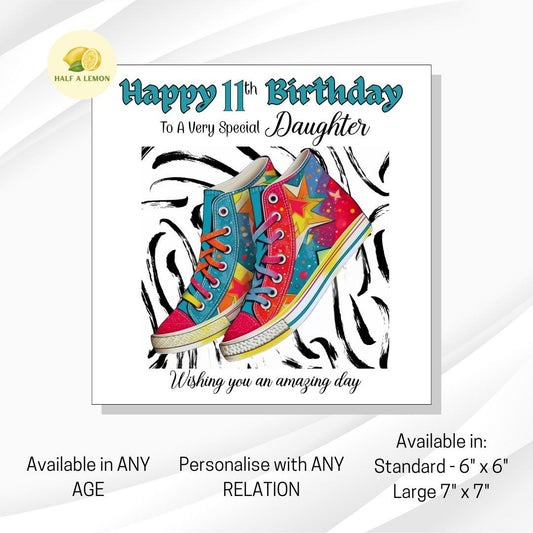 11th Birthday Card Daughter, Customise Age and Relation, Birthday Card For Girl, For Granddaughter, 11th Birthday Niece, 11th Birthday Gift,