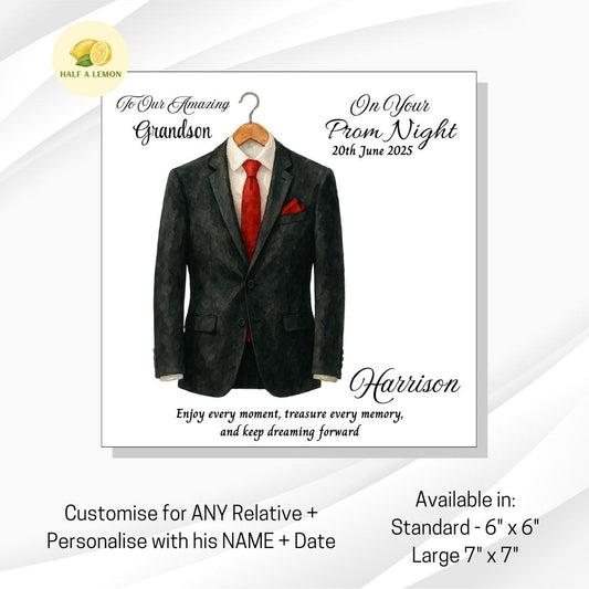 Prom Card for Grandson, Personalised Son Prom Card, Prom Card for Nephew, Red Tie, for Boyfriend, Friend, Escort, Prom Gift, Prom Night,