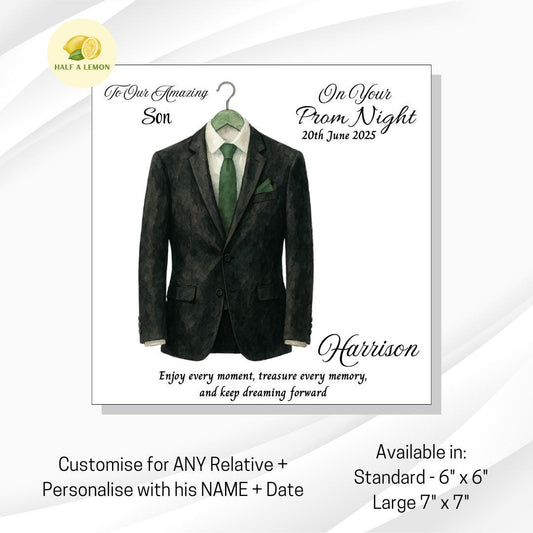 Prom Card for Son, Personalised Grandson Prom Card, Prom Card for Nephew, Green Tie, for Boyfriend, Friend, Escort, Prom Gift, Prom Night,