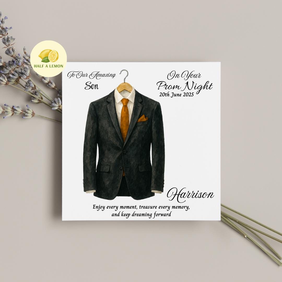 Prom Card for Son, Personalised Grandson Prom Card, Prom Card for Nephew, Gold Tie, for Boyfriend, Friend, Escort, Prom Gift, Prom Night,