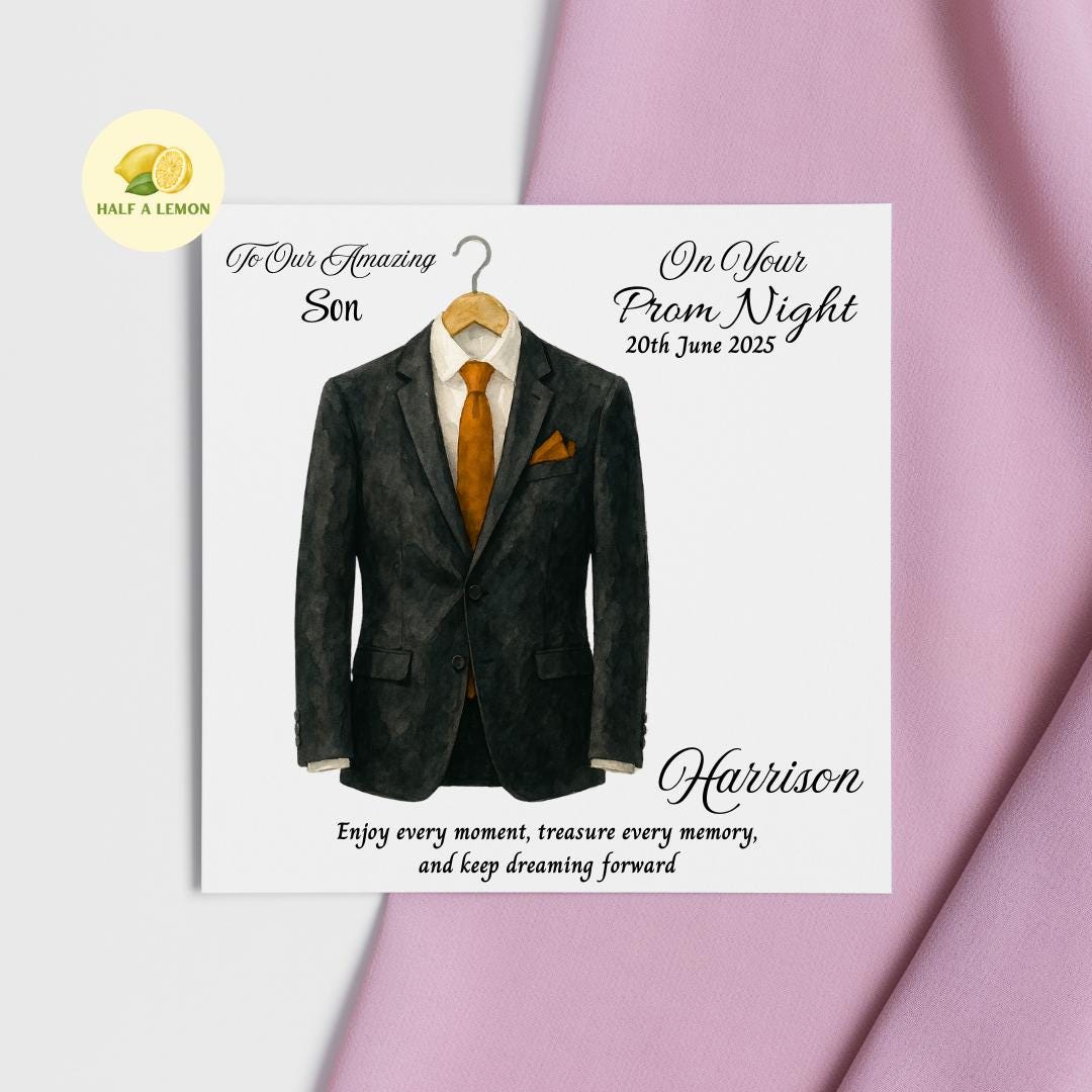 Prom Card for Son, Personalised Grandson Prom Card, Prom Card for Nephew, Gold Tie, for Boyfriend, Friend, Escort, Prom Gift, Prom Night,