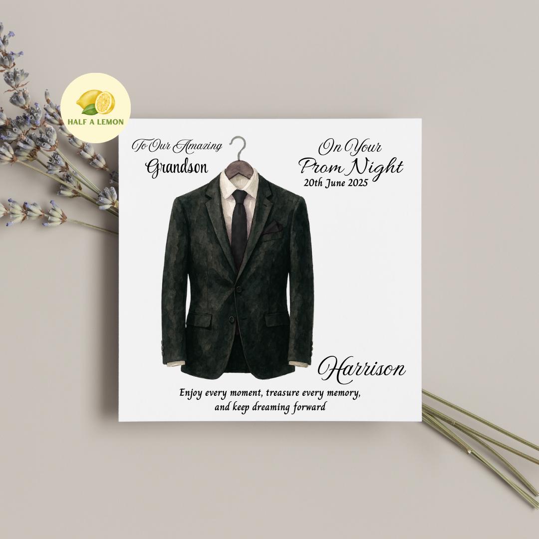 Prom Card for Grandson, Personalised Son Prom Card, Prom Card for Nephew, Black Tie, for Boyfriend, Friend, Escort, Prom Gift, Prom Night,