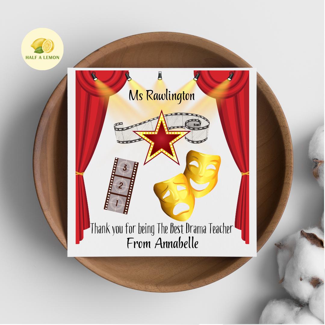 Teacher Thank You Card, Personalised Thank You Drama Teacher Card, Senior School, High School, Secondary School Add Teacher + Pupil Name
