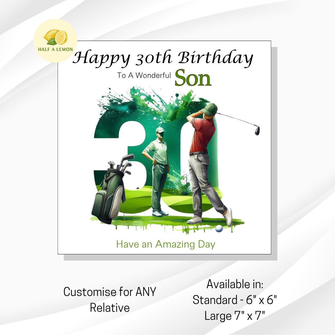 30th Birthday Card, 30th Birthday Card for Son, Brother 30th Birthday Card, for Nephew, Son in-law, 30th Birthday Gift, Golf themed 30th,