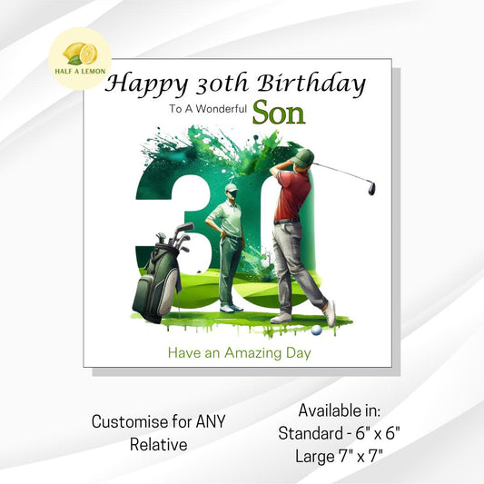 30th Birthday Card, 30th Birthday Card for Son, Brother 30th Birthday Card, for Nephew, Son in-law, 30th Birthday Gift, Golf themed 30th,