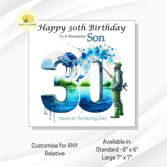 30th Birthday Card, 30th Birthday Card for Son, Brother 30th Birthday Card, for Nephew, Son in-law, 30th Birthday Gift, Fishing themed 30th,