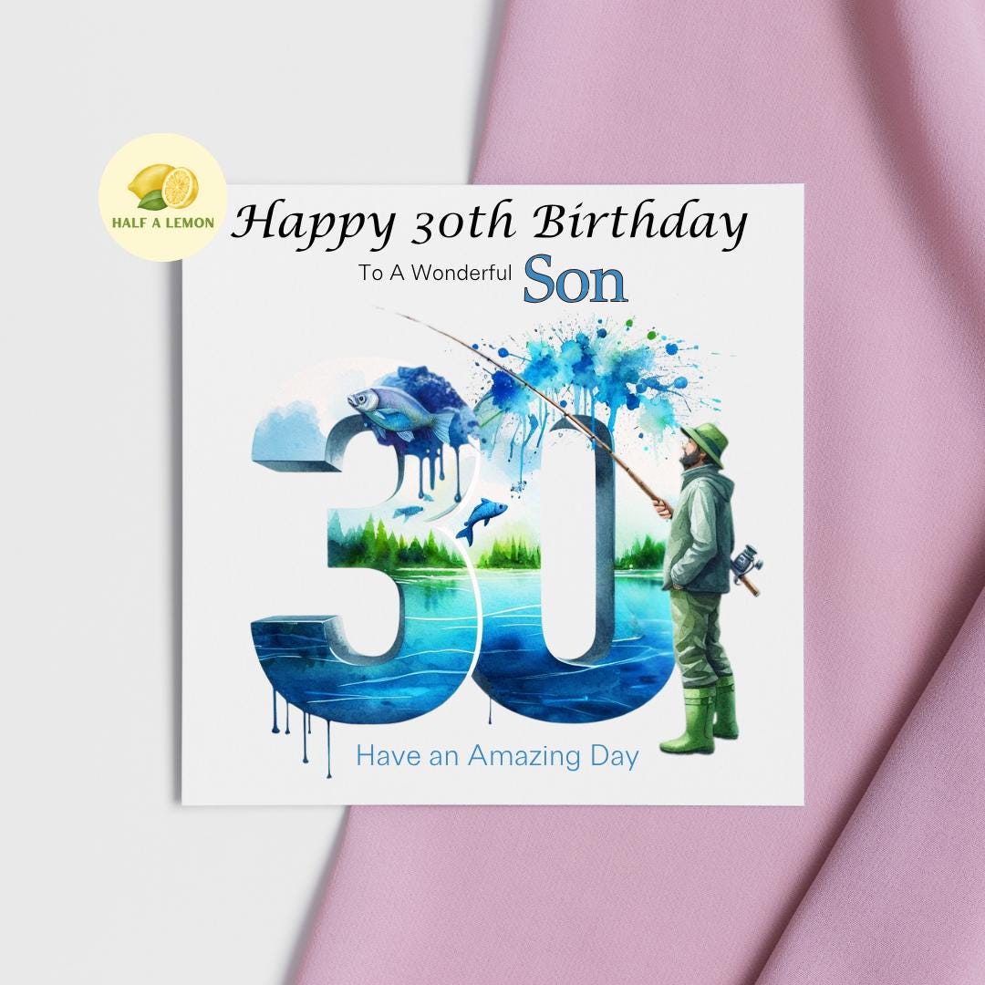 30th Birthday Card, 30th Birthday Card for Son, Brother 30th Birthday Card, for Nephew, Son in-law, 30th Birthday Gift, Fishing themed 30th,