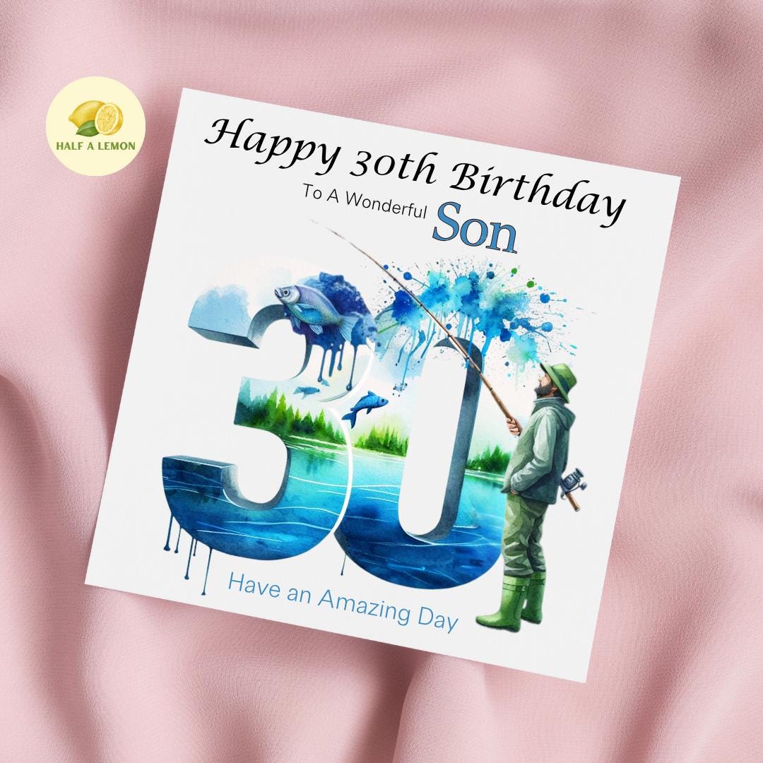 30th Birthday Card, 30th Birthday Card for Son, Brother 30th Birthday Card, for Nephew, Son in-law, 30th Birthday Gift, Fishing themed 30th,