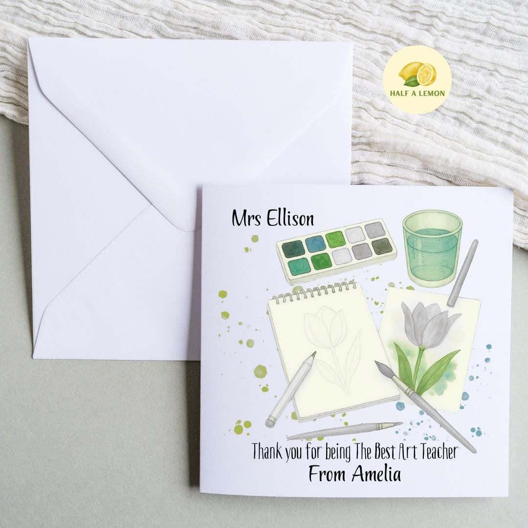 Teacher Thank You Card, Personalised Thank You Art Teacher Card, Senior School, High School, Secondary School Add Teacher + Pupil Name